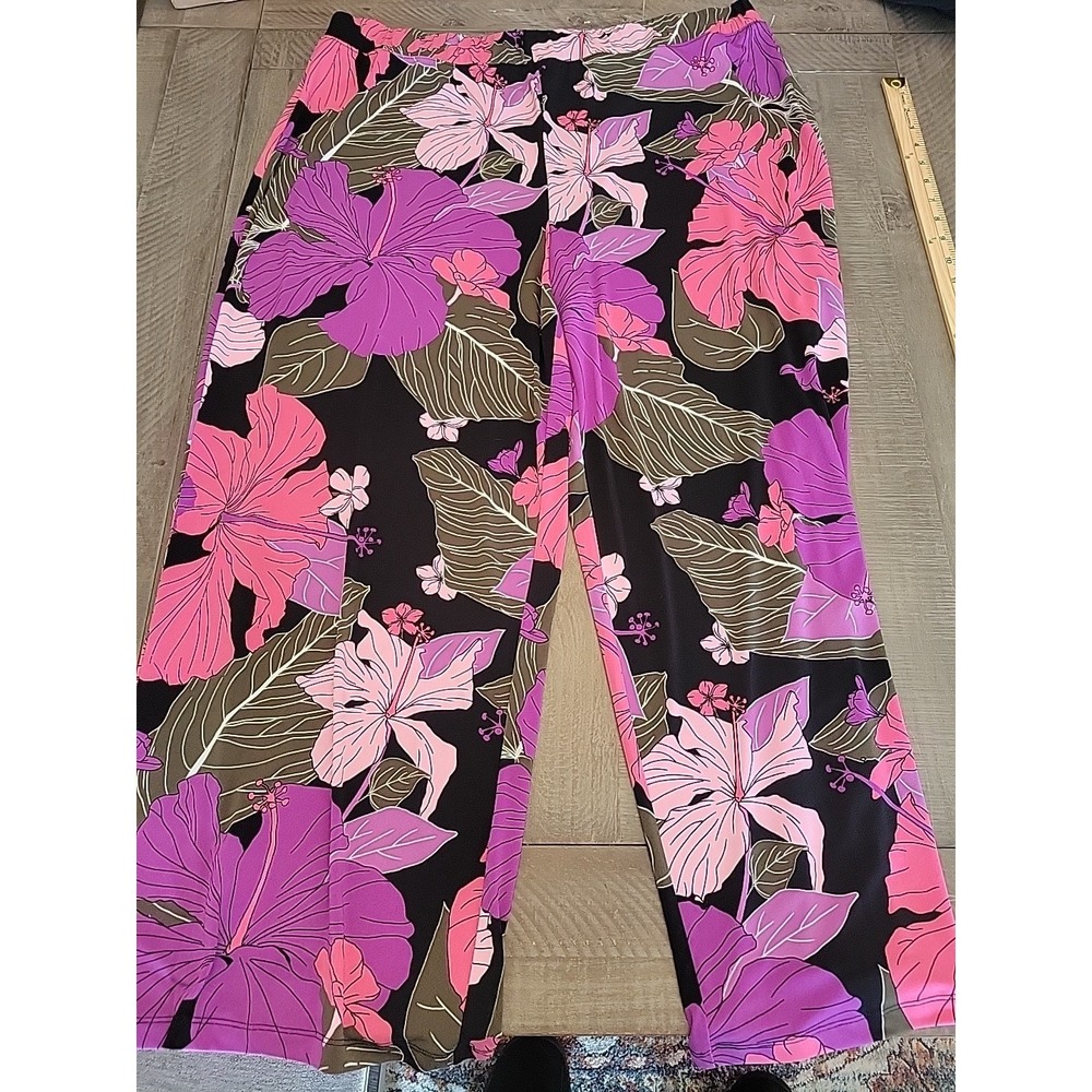 Liz‎ Claiborne Pants Womens 2xl Purple Multicolor Floral  Career Casual